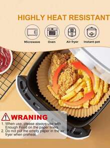 30/50/100PCS Air Fryer Accessories Round,Air Fryer Disposable Parchment Paper Liner Oil-Proof Paper Tray, Non-Stick Baking Mat,Water-Proof, Parchment For Baking Roasting Microwave,Air Fryer Accessories Baking Paper For Air Fryer