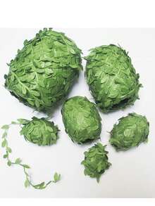 5-200米人造丝织物紫藤蔓带绿叶超声波切割叶子花环DIY配件，假植物 - 仿真綠葉藤條 - 查看 2