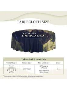 1pc Custom Round Tablecloth - Designed With Your Personalized Logo, Photos And Text, Washable, Stain-Resistant Polyester Tablecloth, Suitable For Christmas, Halloween, Valentine's Day, New Year, Easter, Thanksgiving, Father's Day, Mother's Day Decor And Gifts. Add A Special Touch To Your Holidays, A Perfect Gift For Your Girlfriend, Boyfriend, Wife Or Husband.