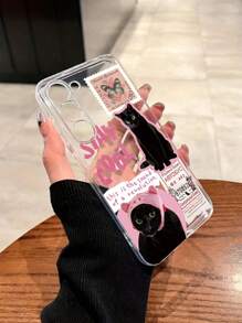 1 pieza Carcasa protectora de teléfono resistente a golpes con diseño de sello perforado y transparente compatible con iPhone 16/11/16pro/16plus/16promax/16e/15Promax/13/14/12/XS/XR/7G/8P, Galaxy 11/12Pro/12/12X/13Pro/14Pro/15Pro/, Redmi 10/9/Note9/12c/Note11pro/Note8Pro