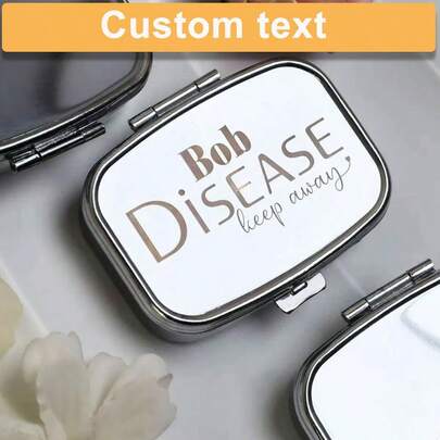 Metal Travel Pill Organizer With Custom Engraving - Personalized Travel Pill Box - Small Portable Pill Container