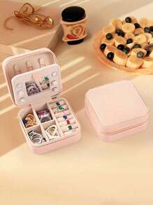 1 Pieza Organizador de joyería mini, Organizador de joyería, Soporte de joyería, Organizador de joyería con cremallera portátil para viajes, Caja de regalo para damas, Exhibidor de joyería multifuncional, Adecuado para anillos, colgantes, aretes y collares. - Caja de regalo adecuada para niñas y damas, caja de regalo de Halloween, caja de regalo de Navidad. Organizador de almacenamiento de viaje. Vuelta a la escuela de verano