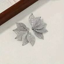 1 Pair Elegant Leaf Earrings For Women, Luxury Nature Sytle Stud Earrings, Jewelry Suitable For Webbing Dress, Festivals, Parties Wear