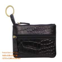 Genuine Leather RFID Coin Purse Wallet For Women - Black Crocodile Pattern