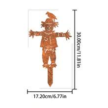 1pc Rusty Metal Scarecrow Fall Decor, Scarecrow Garden Sculpture, Harvest Wall Art, Scarecrow Garden Statues, Fall Outdoor Decor, Garden Ornaments For Thanksgiving, Halloween, Christmas
