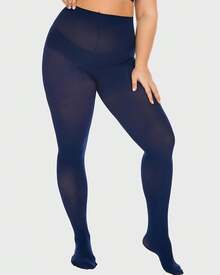 Plus Size Tights For Women, Ultra Soft Solid Color Semi-Opaque Pantyhose, Nylon High Waist Stockings 1X 2X 3X 4X - Xanh nước biển - Xem 6