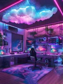 1 件 3D 云朵 LED 灯、闪电云装饰灯、变色氛围夜灯、DIY 创意云朵灯，适用于电影院、教室、宿舍、游戏室、酒吧装饰