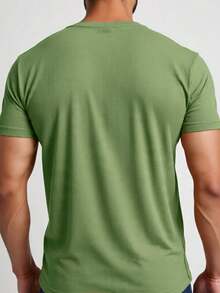Kit 2 Basic Casual Textured T-Shirt Straight Textured Premium Mesh - Black and Olive Green - View 2