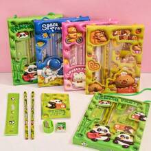 [Back To School Essentials] 1Set/6pcs Cartoon Animal Stationery - Adorable Pencil Case, Erasers, And Stickers With Inspiring Designs, Essential Classroom/Study Supplies For Backpack School Stationery Stitch Pencil Case For School Pens Stich Notebooks Pencil Case Stationery Things For School School Stationery Desk Games Sticker Books School Stationery Piggy Bank One Piece Graduation Colors Highlighters