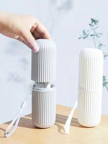 带盖牙刷架，透明牙刷盒，便携式牙膏收纳盒，旅行洗漱杯，露营、出差、返校、旅行、居家必备 - 彩色 - 查看 5