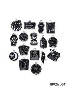 8/16pcs New Gothic Style Crystal Pendant Charms, Suitable For Keychain,Necklace, Jewelry DIY - Black - View 13