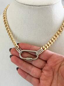 1 锁环项链，时尚个性配色不锈钢项链，适合男女日常佩戴，珠宝礼物