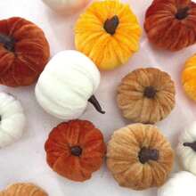 12/10/5/1pc 5/6cm 仿天鹅绒泡沫织物南瓜装饰，秋季南瓜家居装饰，什锦天鹅绒南瓜假南瓜，人造秋季餐桌装饰，可重复使用的感恩节，秋季餐桌中心装饰，天鹅绒工艺南瓜秋季家居农舍丰收感恩节装饰万圣节房间装饰万圣节装饰 - 彩色 - 查看 3