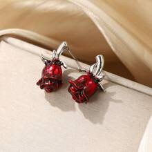 1 Pair Gothic Vintage Rose Studs Earrings, Unique Design, Fashion Accessory For Women Everyday/Festival/Party Wear, Elegant Punk Style, Perfect Halloween Or Valentine's Day Gift For Girlfriend