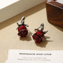 1 Pair Gothic Vintage Rose Studs Earrings, Unique Design, Fashion Accessory For Women Everyday/Festival/Party Wear, Elegant Punk Style, Perfect Halloween Or Valentine's Day Gift For Girlfriend