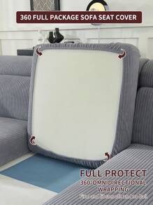 1件装弹力沙发套，防滑全覆盖沙发座套，四季皆宜，布艺沙发套，可机洗，防尘，宠物友好，装饰性沙发保护套，可调节，适用于转角沙发、卧室、办公室、客厅，1/2/3/4人座。 - 深灰色 - 查看 8