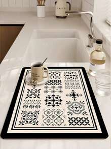 1pc American-Style Simple Kitchen Drain Mat, Coffee Machine Mat, Quickly Absorb Water, Keep The Countertop Dry