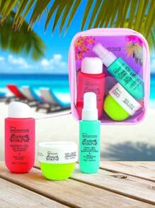 EverlyX Set De Viaje Radiant Skin IDC Institute - Incluye Gel De Ducha, Loción Corporal Y Body Mist En Neceser Compacto - Aromas A Ciruela, Jazmín, Fruta Del Dragón Y Vainilla - Ideal Para Llevar En La Maleta O Regalar - Tamaño Apto Para Avión - ✅ Envios A España En 24/48h