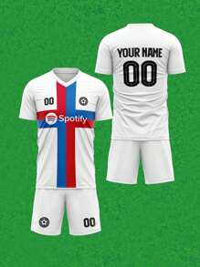 Customized Graphic, Logo, Name And Number Unisex Soccer Jersey, Breathable Quick-Dry Sports T-Shirt Suitable For Badminton, Volleyball And Football Training