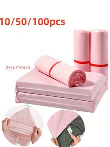 100/50个加厚快递袋，粉色信封邮寄袋，礼品包装袋，防水快递袋，自粘运输袋，衣物收纳袋，多功能袋，邮资袋，适用于万圣节、圣诞节、婚礼、生日、返校礼品包装，适用于学校、办公室、家庭、商务包装袋