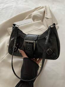 时尚新款纯色五金扣装饰单肩包，百搭经典现代风格女士手提云朵包，适合逛街、钱包、购物、年轻女性、大学生、新人、白领人士。非常适合办公室、大学、工作、商务、通勤、户外活动、旅行和郊游