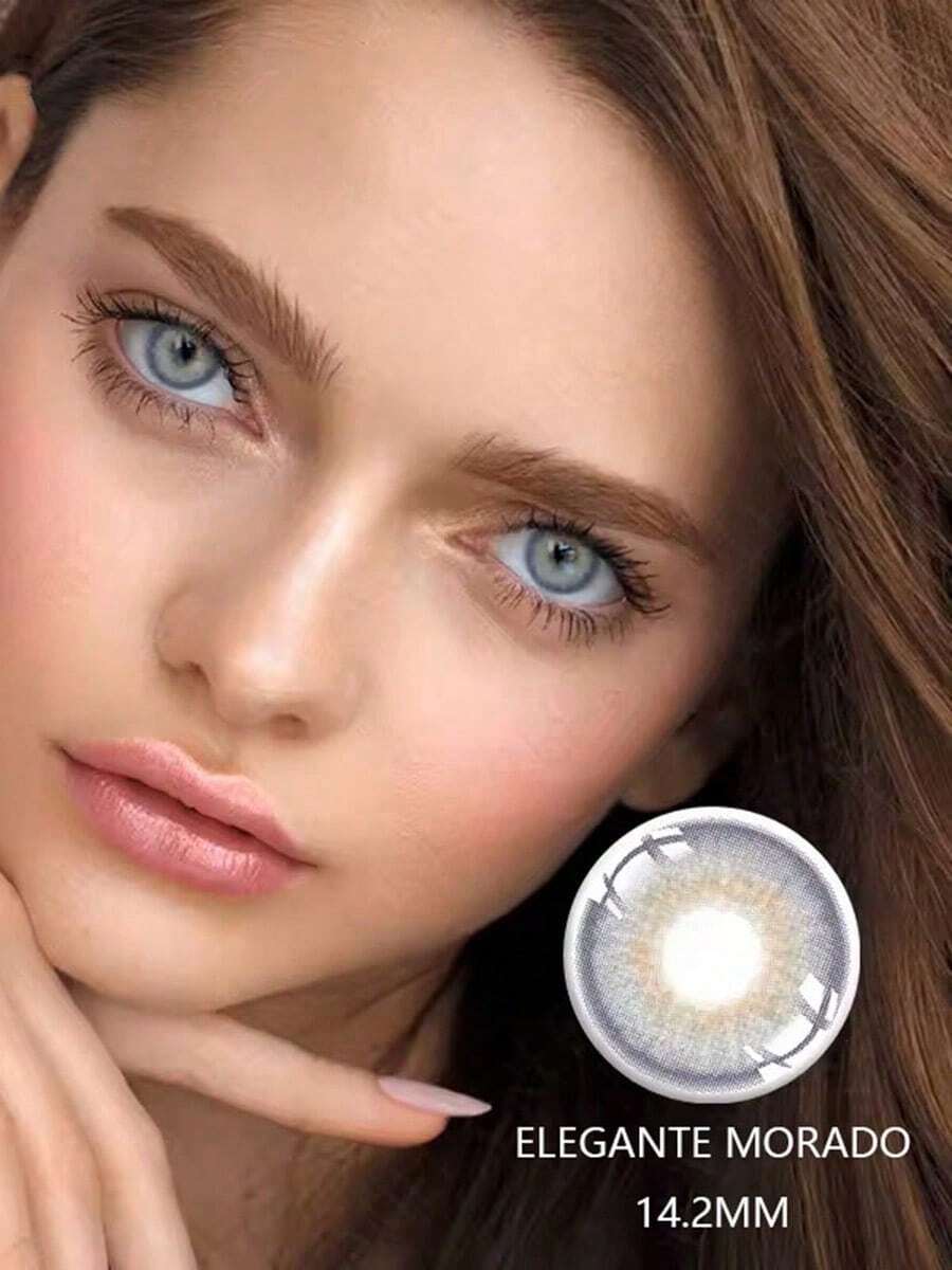 1 pair of colored soft contact lenses eye makeup lenses cosmetic contact lenses with a lifespan of one month suitable for daily use and wear colores enviados al azar todos hermosos lentes de contacto verdes naturales atractivos grises Halloween fiesta maquillaje disfraces cosplay - Violeta elegante - Ver 1