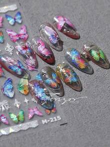 1片粉色櫻花美甲貼紙 春季花卉燙金美甲貼 自黏式美甲裝飾貼片 適用美甲飾品 DIY 秋季與夏季 - 彩色 - 查看 6