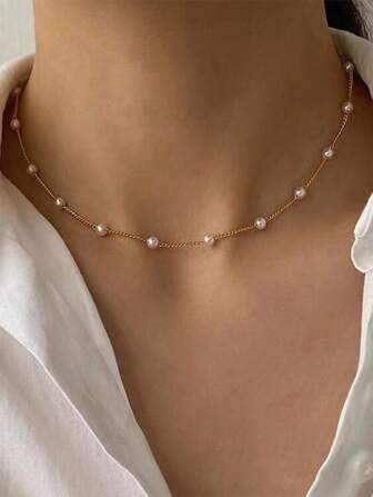 1 件奢华时尚优雅珍珠项链，适合作为节日礼物。1 件全新精致水滴钻石爪链项链，适合婚礼、订婚、晚会