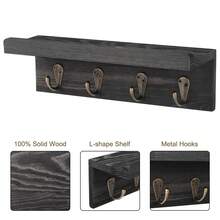 Soporte de llaves de estilo rústico montado en la pared, organizador de pared estilo granja con 4 ganchos, estante colgante para llaves, organizador de correo de madera con ganchos, adecuado para la entrada (marrón) - Multicolor - Ver 6