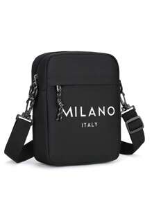 Borsa a tracolla Oxford da uomo, stile casual, Milano Italia, di grande capienza, borsello verticale Oxford, cinturino regolabile, borsa a spalla per pendolarismo quotidiano, colore nero - non lavare, disponibile in vari stili