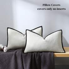 1pc Pillow Cover (Pillow Insert Not Included), Suitable For All Seasons, Home Decorative Throw Pillow Cover For Sofa, Soft & Comfortable Cushion Cover, Farmhouse Style With Fringe Trim