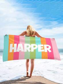 1 Stück personalisierter Macaron Strandtuch mit Wunschname - super weich, schnelltrocknend, personalisiertes Schwimm-Handtuch, geeignet für Schwimmbäder, Reisen, Yoga, Camping und Fitness - perfektes Geschenk für Männer und Frauen - modisches Stranddekorationselement, ein weiches und bequemes Strand- und Reiseaccessoire.