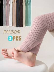 3条装女童九分钱打底裤，百搭简约设计，适合所有季节