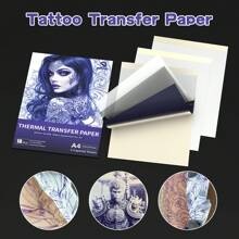 DQFART Tattoo Transfer Paper - 100 Sheets Tattoo Stencil Paper, 4-Ply 8.5" X 11" A4 Size Tattoo Thermal Stencil Paper For Tattoo Transfer Kits Tattoo Supplies