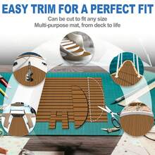 LILIIN Boat Flooring EVA Foam, Self-Adhesive Non-Slip Marine Carpet In Teak Look For Motorboats, Kayaks And Motorhomes, Brown/Dark Grey/Light Grey + Black, 240 X 45 Cm - Brown - View 7