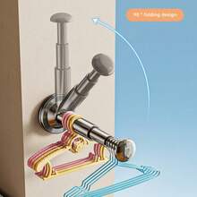 1pc Commercial Hanger Storage Rack, No-Drill Suction Cup Installation, Retractable And Adjustable Length, Strong Plastic Material, Minimalist Style, Space-Saving, Home Use Hanger Storage Container, Clean And Organized Hanger Storag - White - View 5