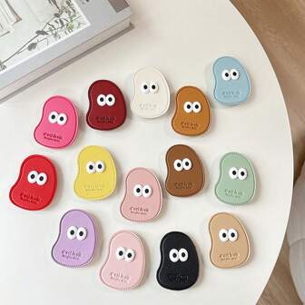 1 件可爱迷人的大眼睛纯色腰果壳手机握把可扩展支架，简约优雅的日式桌面支架，兼容 、Android 手机，生日、家人、朋友的礼物，推拉式手机握把手机支架手机配件