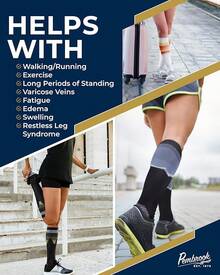 Pembrook 3 pares de calcetines de compresión de 20 a 30 mmHg - Calcetines de compresión para mujeres y hombres| correr, atletismo, viajes, enfermeras - Patrones de naturaleza (montañas/árboles/puesta del sol) - 3 pares - Ver 5