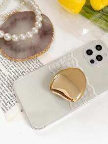 1 Stück Metall Elektroplattierter Spiegelfinish Handyhalter, Klebend Verstellbarer Gleithalter, Asymmetrisches Design Ständer, Zubehör für Desktop TV Betrachtung - Schalentyp - Übersicht 7