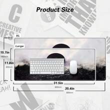 BHJLAXR 1pc MTG-Themed Large Mouse Pad With Smooth Rubber, Black Moon Design, Stitched Edges | Ideal For Office & Home Gaming Setup, Rectangular Shape, Gaming Desk Accessory
