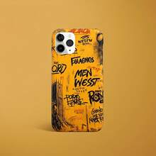 Funda para teléfono (1 unidad) YellowStreet Graffiti, acabado mate premium, compatible con phone 16 Pro/15/14/13/12/11 - Naranja - Ver 3
