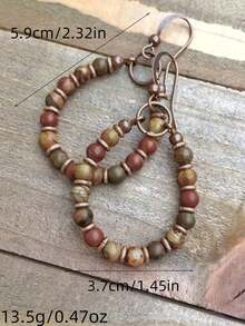 2pcs Boho Handmade Beaded Shell & Wood Bead Hoop Earrings For Women, Perfect Gift For Birthdays, Holiday Gifts, And Parties. Suitable For Daily Wear And Holiday Celebrations, Suitable For All Seasons, And Is An Ideal Choice For Holiday Accessories. - 彩色 - 查看 7