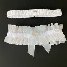 1 set de jarretière de mariage avec nœud en ruban bleu, jarretière d'amour de mariée, décoration de jambe, cadeau de mariage, convient pour n'importe quel mariage