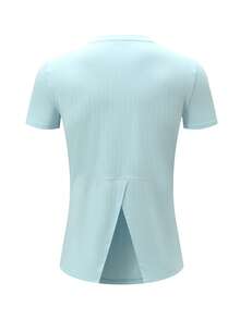 女士吸湿排汗舒适速干运动 T 恤 - 透气圆领短袖上衣、运动服和休闲服 - 活力四季舒适、透气健身衫、健身房柔软服、运动舒适 T 恤、吸湿排汗面料