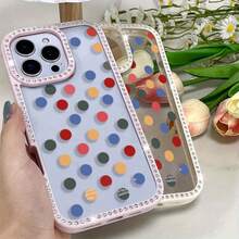 Colorful Polka Dot Design Element-Design Phone Case, Suitable For IPhone Models 16, 15, 14 Pro Max, 13, 12, 11, XR, XS Plus Phone Cases, Made Of TPU Silicone Material, Providing Shock And Drop Protection, With Drop Protection Function, And Has A Very Good Hand Feel. It Is The Most Suitable Gift For Family, Friends, And Loved Ones. - Clear - View 1