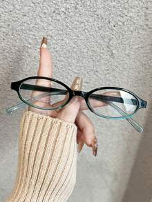 1 chiếc gọng kính hình bầu dục thời trang thanh lịch dành cho phụ nữ, nhẹ và di động, thể hiện phong cách độc đáo - Trong sáng - Xem 5