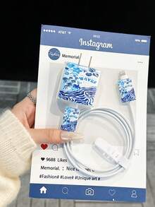 4件套龟形设计保护套兼容苹果数据线、充电器头，适用于 13/14/15 Pro Max Nan数据线保护套充电器配件手机配件 - 無色 - 查看 5