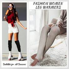 Long Leg Warmers Women 24 Inch Over Knee Knit Ribbed Leg Warmer Stirrup Yoga 80s Party Dance Ballet Supply - Gray - View 4