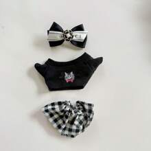 LABOBO 10cm Doll Clothes, High-End Lattice Print Mini Dress Set For LABUBU Blind Box