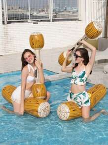 2 piezas/4 piezas Aros de natación con textura de madera para fiesta de piscina, flotadores gruesos para canoa/bote de adultos, artículos esenciales de playa, accesorios de playa